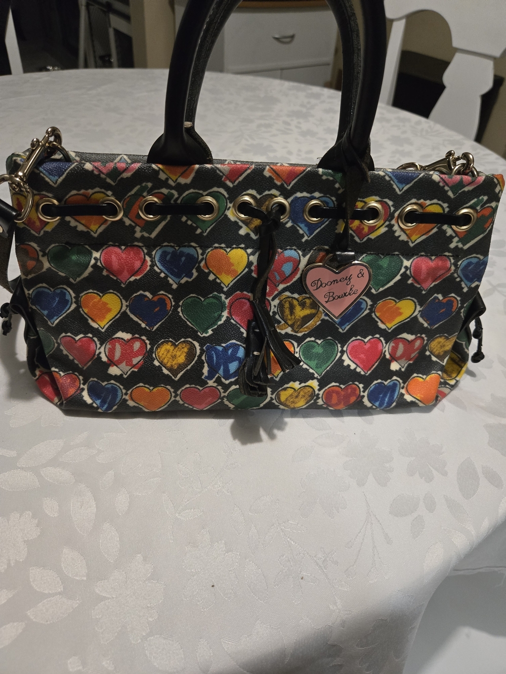 Dooney & Bourke Black Heart-Print Satchel